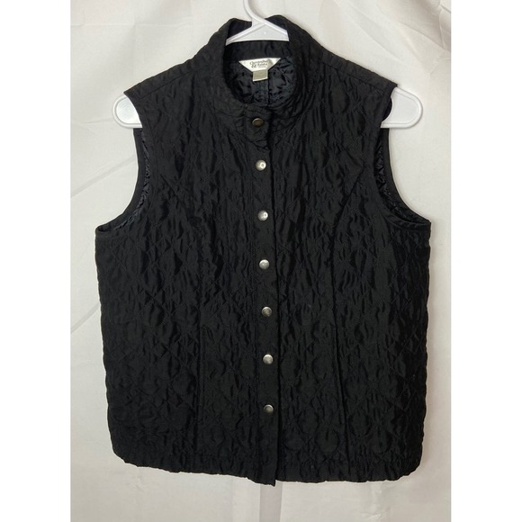 Christopher & Banks Petite Medium Black Quilted Snap Front Vest Lightweight - Picture 8 of 9